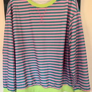 Striped Pink and Green Sweatshirt